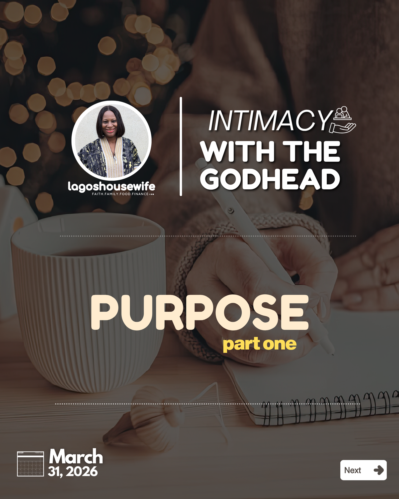Intimacy with the GodHead - Purpose part one