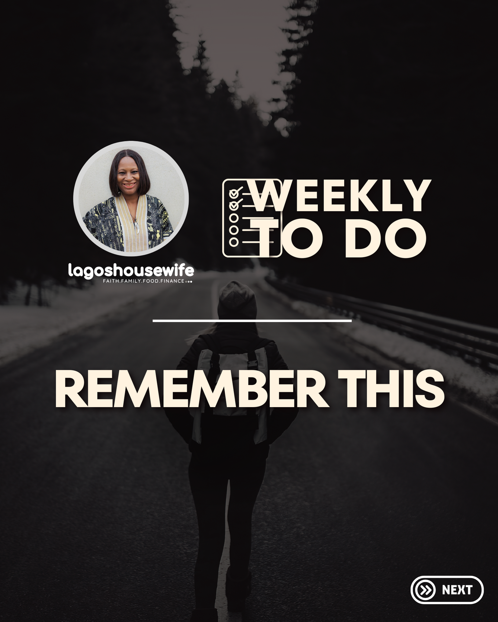 Weekly to do - Week 14